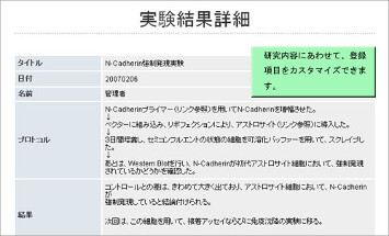 実験結果の管理画面